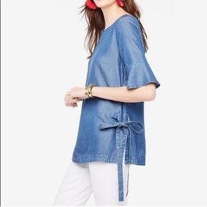 NEW Ann Taylor Chambray Side Tie Top Medium